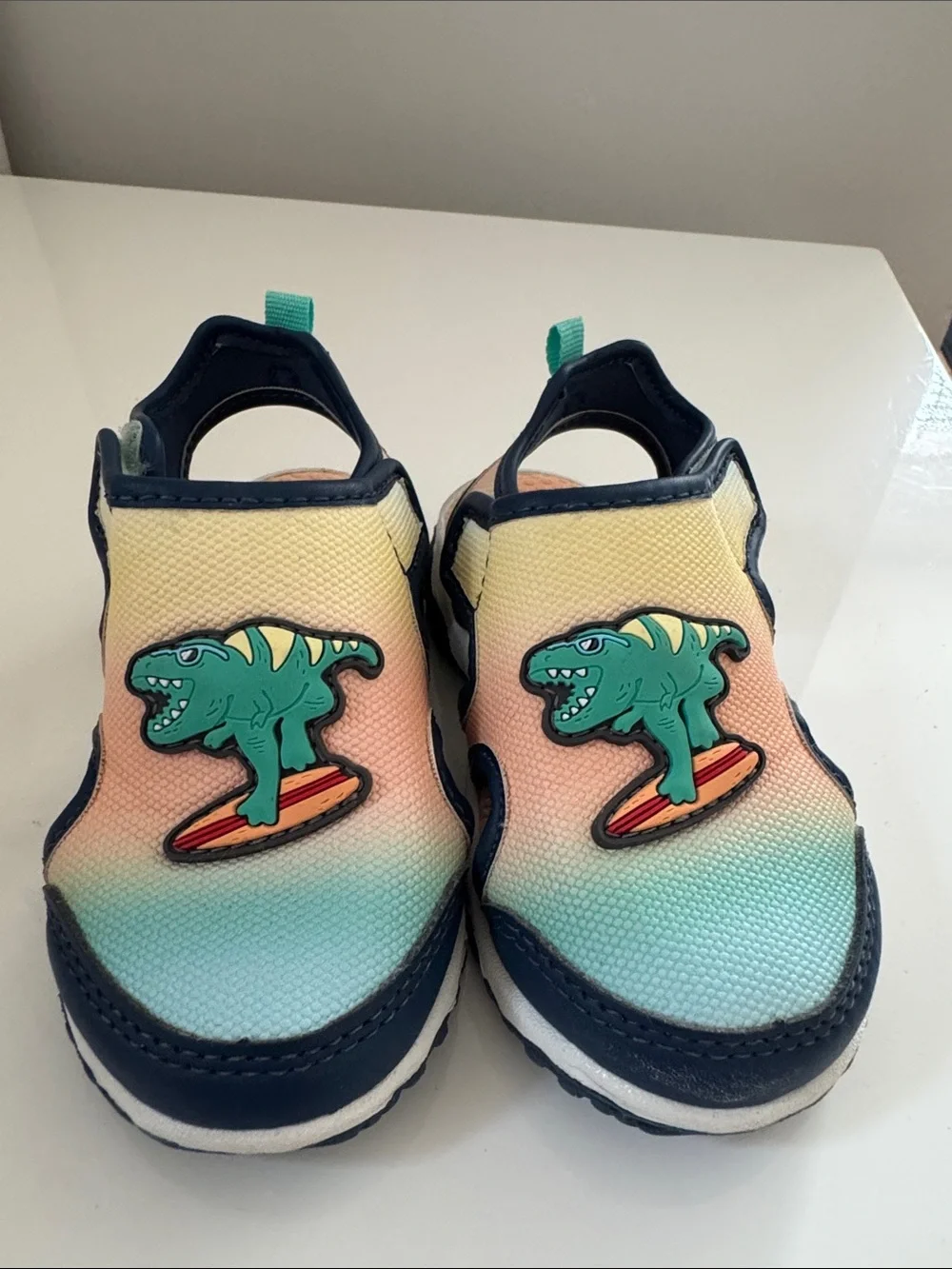 Carter's Kids Surfing Dino Gradient Slip-On Water Shoes - Teal/Peach/Yellow
